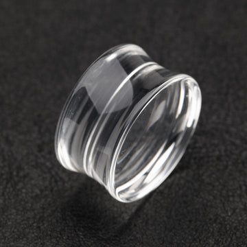 Detail View 1 of A Pair of Basic UV Acrylic Double Flared Ear Gauge Plug-Clear Gem